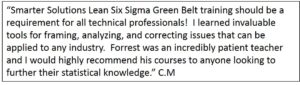 Lean Six Sigma Green Belt Training Testimonial
